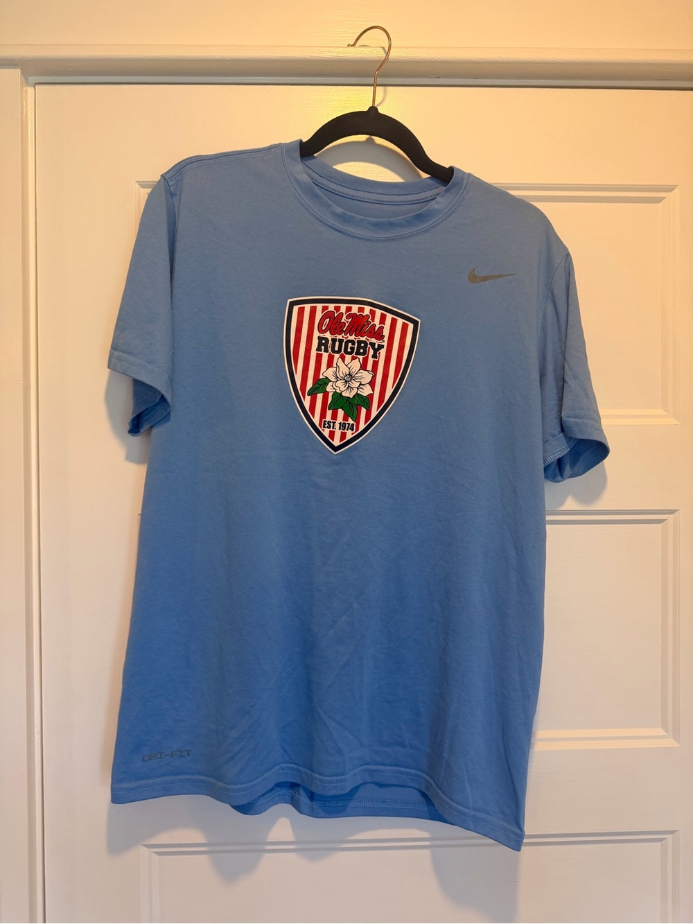 Ole Miss Nike Sky Blue Rugby Crest Short Sleeve Tee